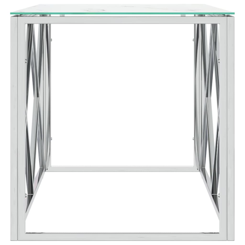 Tavolino da Salotto 110x45x45 cm in Acciaio Inox e Vetro - homemem39