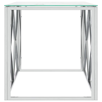 Tavolino da Salotto 110x45x45 cm in Acciaio Inox e Vetro - homemem39