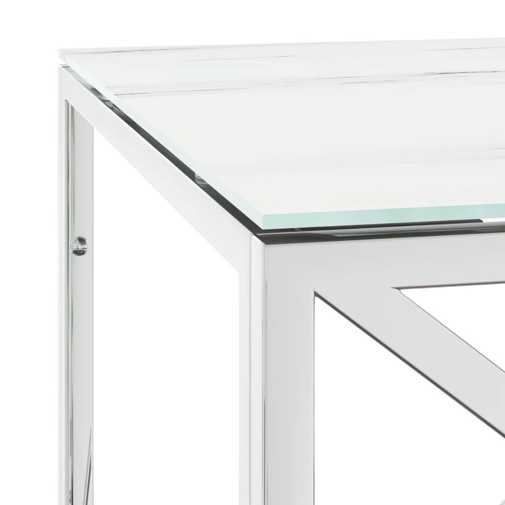Tavolino da Salotto 110x45x45 cm in Acciaio Inox e Vetro - homemem39