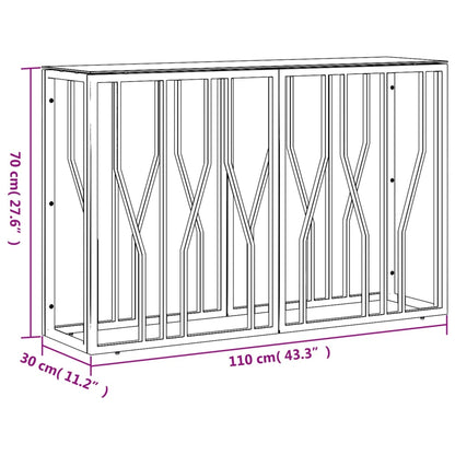 Tavolino Consolle 110x30x70 cm in Acciaio Inox e Vetro - homemem39