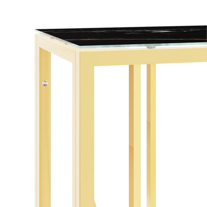 Tavolino Consolle Oro 110x30x70 cm in Acciaio Inox e Vetro - homemem39