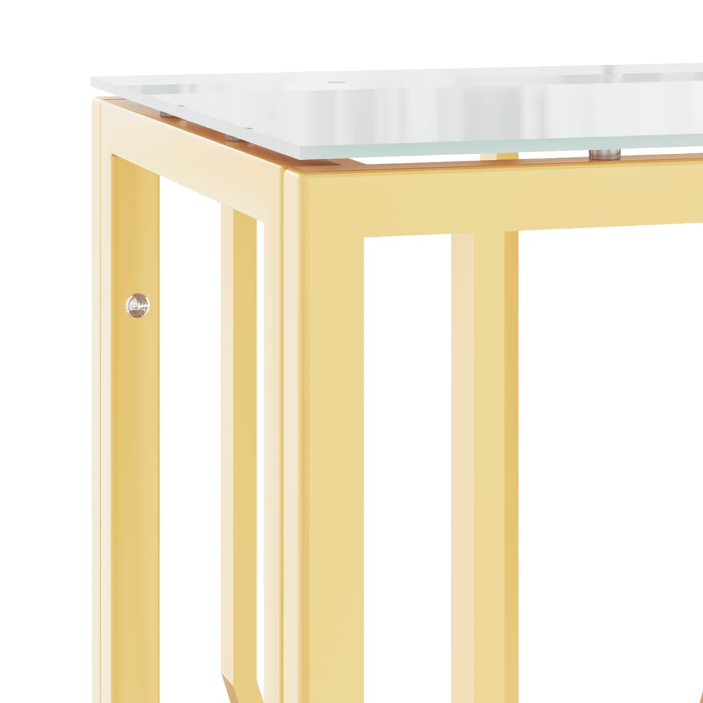 Tavolino Consolle Oro 70x30x70 cm in Acciaio Inox e Vetro - homemem39