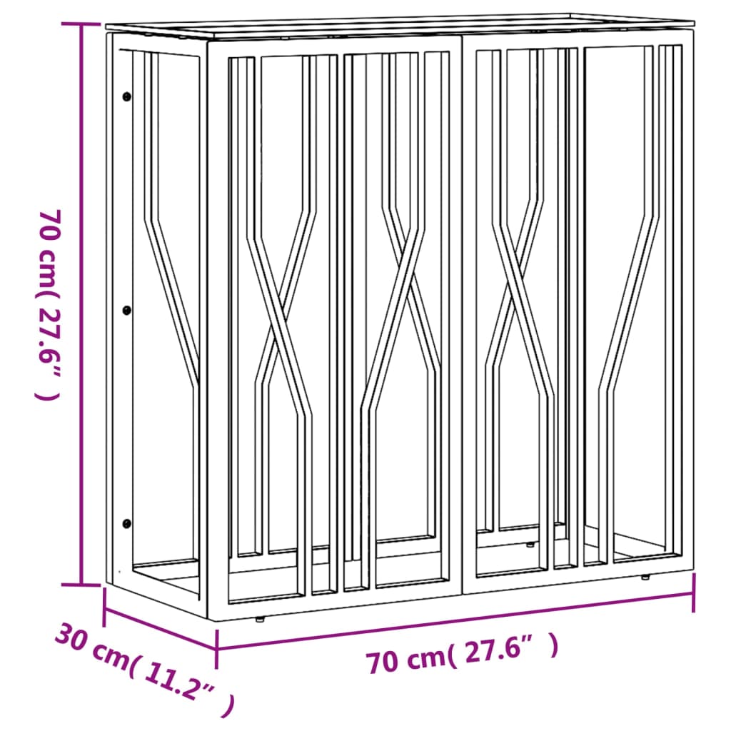 Tavolino Consolle Oro 70x30x70 cm in Acciaio Inox e Vetro - homemem39