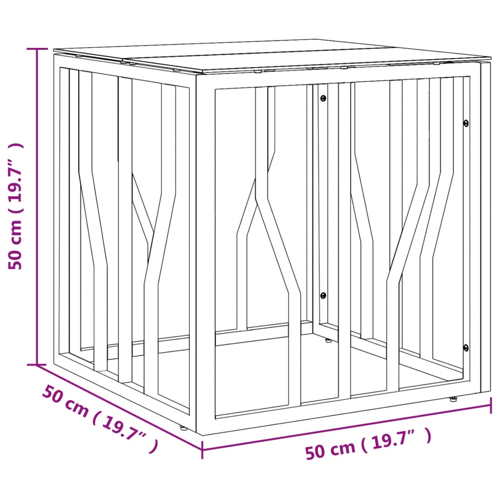 Tavolino da Salotto Argento 50x50x50 cm in Acciaio Inox e Vetro - homemem39