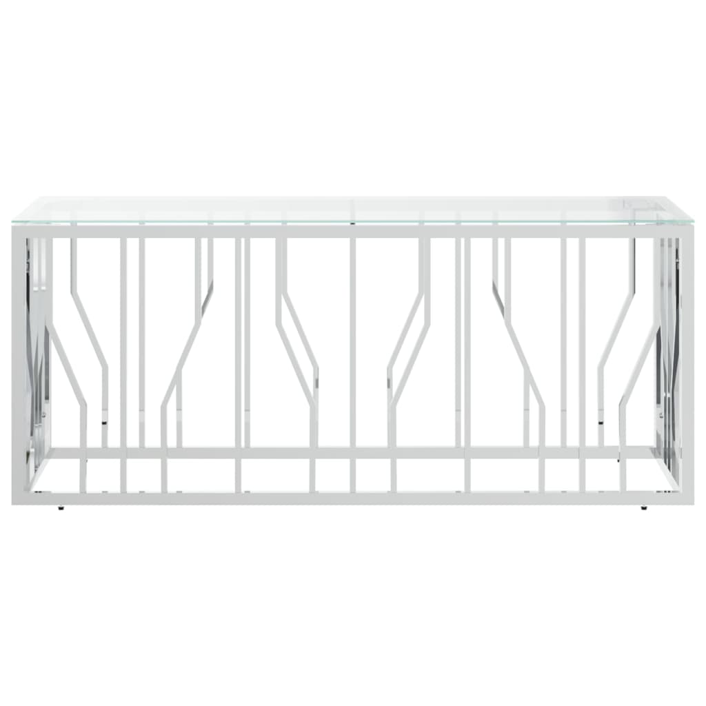 Tavolino da Salotto 110x45x45 cm in Acciaio Inox e Vetro - homemem39