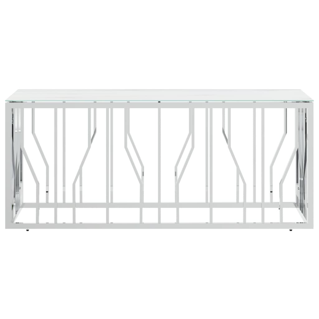 Tavolino da Salotto Argento 110x45x45cm in Acciaio Inox e Vetro - homemem39