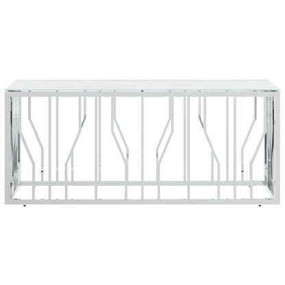 Tavolino da Salotto Argento 110x45x45cm in Acciaio Inox e Vetro - homemem39