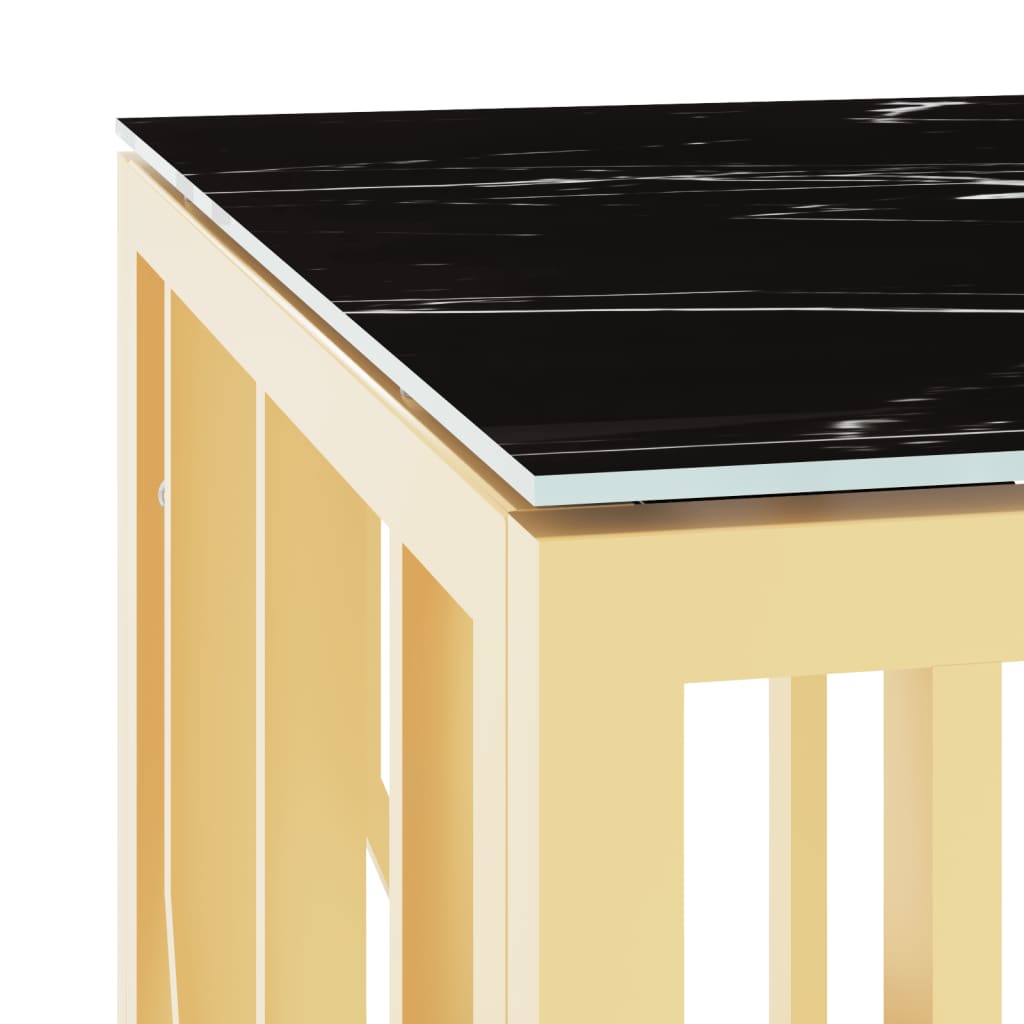 Tavolino da Salotto Oro110x45x45 cm in Acciaio Inox e Vetro - homemem39