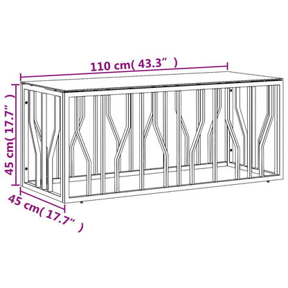 Tavolino da Salotto Oro110x45x45 cm in Acciaio Inox e Vetro - homemem39