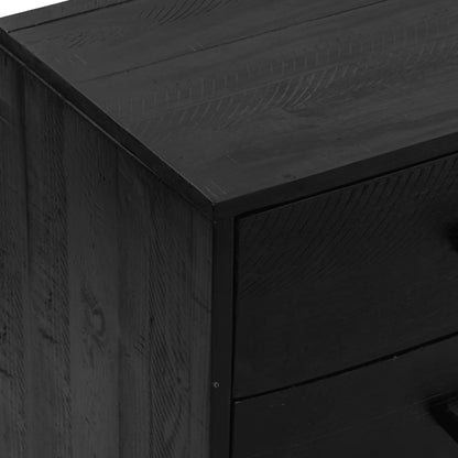 Credenza Nera 110x35x70 cm Legno Massello di Pino Riciclato - homemem39