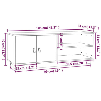 Mobile Porta TV Bianco 105x34x40 cm in Legno Massello di Pino - homemem39