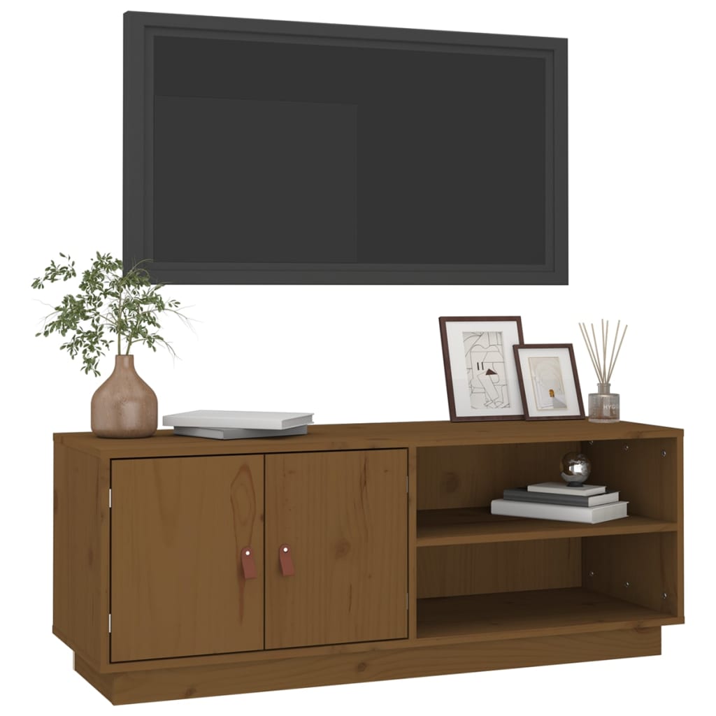 Mobile Porta TV Miele 105x34x40 cm in Legno Massello di Pino - homemem39