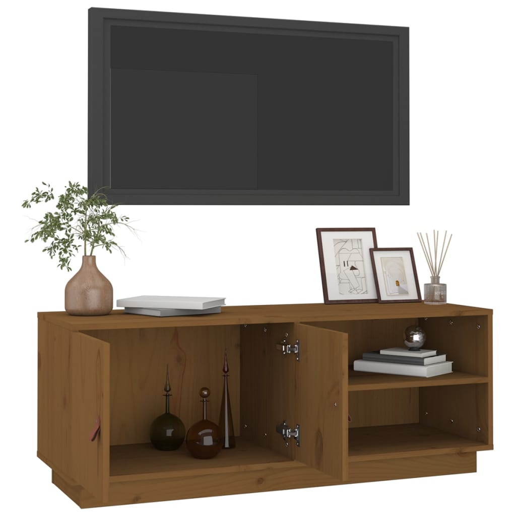 Mobile Porta TV Miele 105x34x40 cm in Legno Massello di Pino - homemem39