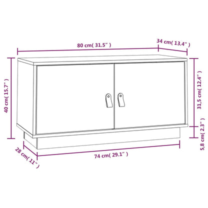 Mobile Porta TV Bianco 80x34x40 cm in Legno Massello di Pino - homemem39