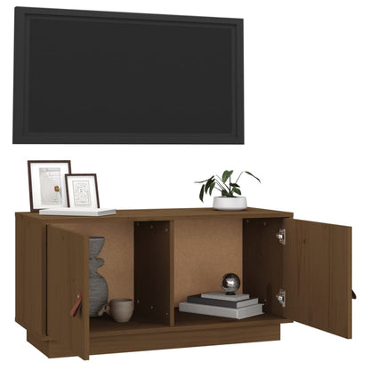 Mobile Porta TV Miele 80x34x40 cm in Legno Massello di Pino - homemem39