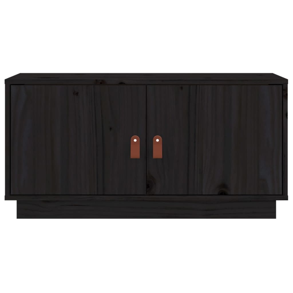 Mobile Porta TV Nero 80x34x40 cm in Legno Massello di Pino - homemem39