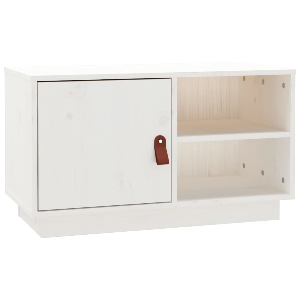 Mobile Porta TV Bianco 70x34x40 cm in Legno Massello di Pino - homemem39