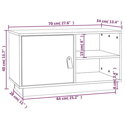 Mobile Porta TV Bianco 70x34x40 cm in Legno Massello di Pino - homemem39