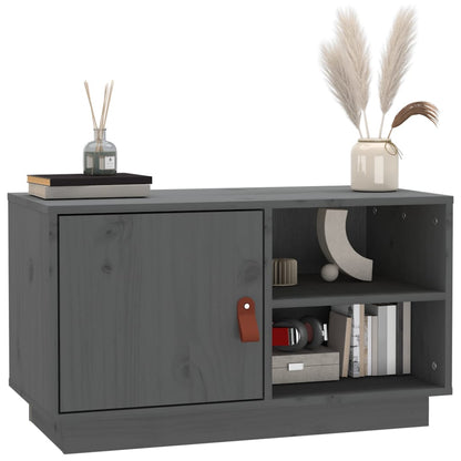 Mobile Porta TV Grigio 70x34x40 cm in Legno Massello di Pino - homemem39