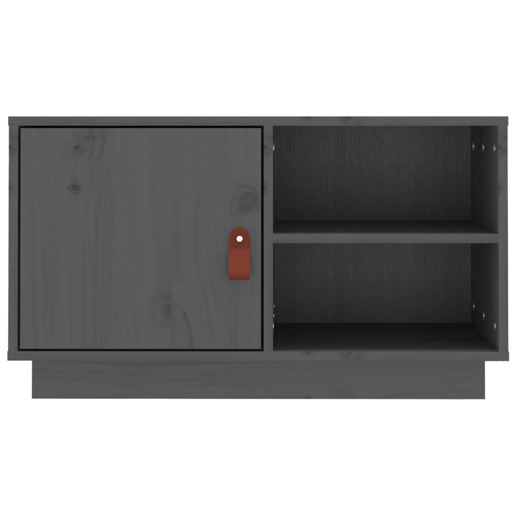 Mobile Porta TV Grigio 70x34x40 cm in Legno Massello di Pino - homemem39