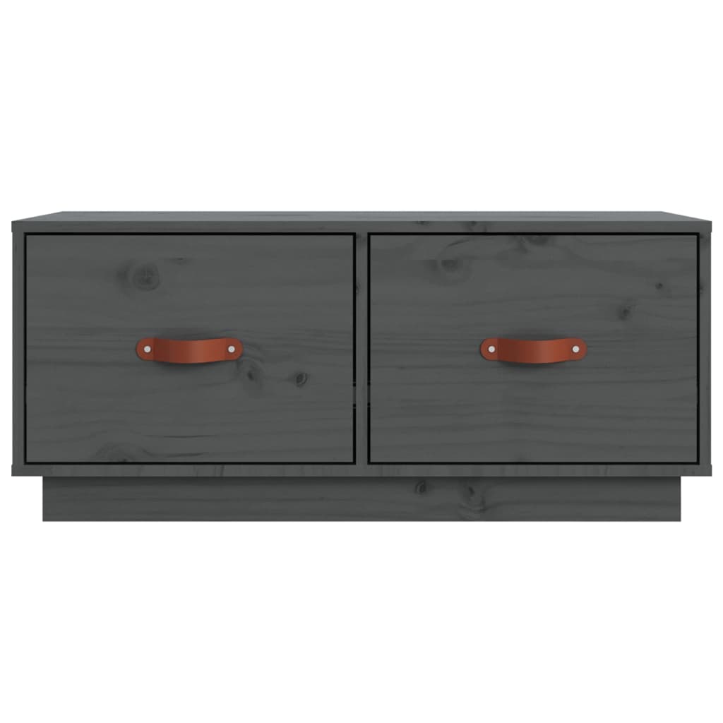 Mobile Porta TV Grigio 80x34x35 cm in Legno Massello di Pino - homemem39