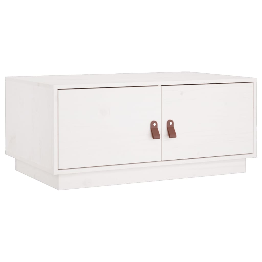 Tavolino da Salotto Bianco 80x50x35cm in Legno Massello di Pino - homemem39