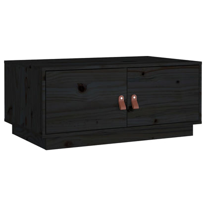 Tavolino da Salotto Nero 80x50x35 cm in Legno Massello di Pino - homemem39