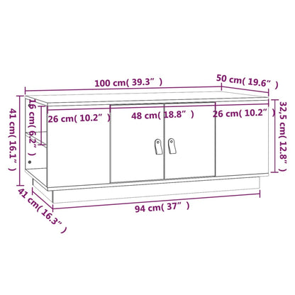 Tavolino da Salotto 100x50x41 cm in Legno Massello di Pino - homemem39