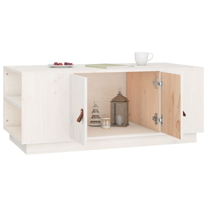 Tavolino da Salotto Bianco 100x50x41 cm Legno Massello di Pino - homemem39