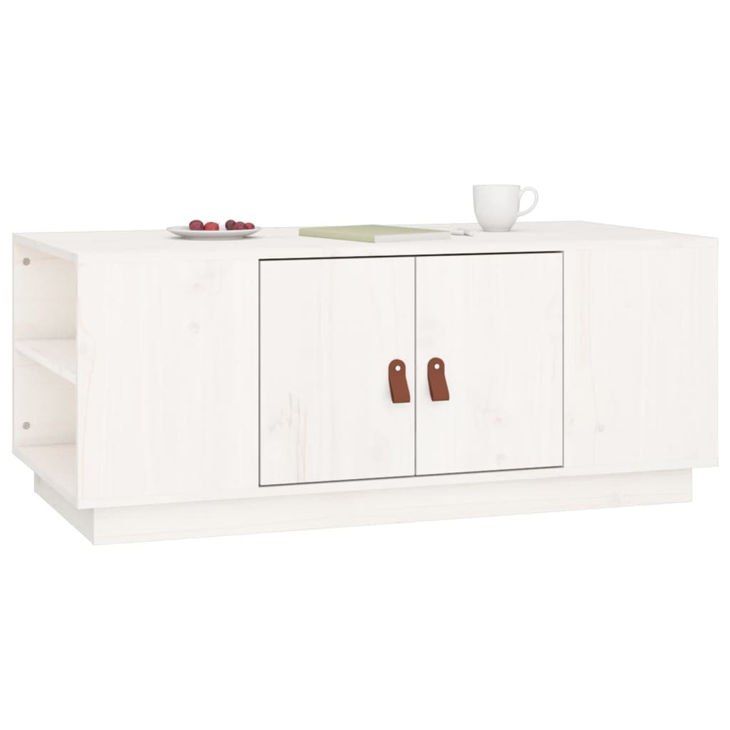 Tavolino da Salotto Bianco 100x50x41 cm Legno Massello di Pino - homemem39