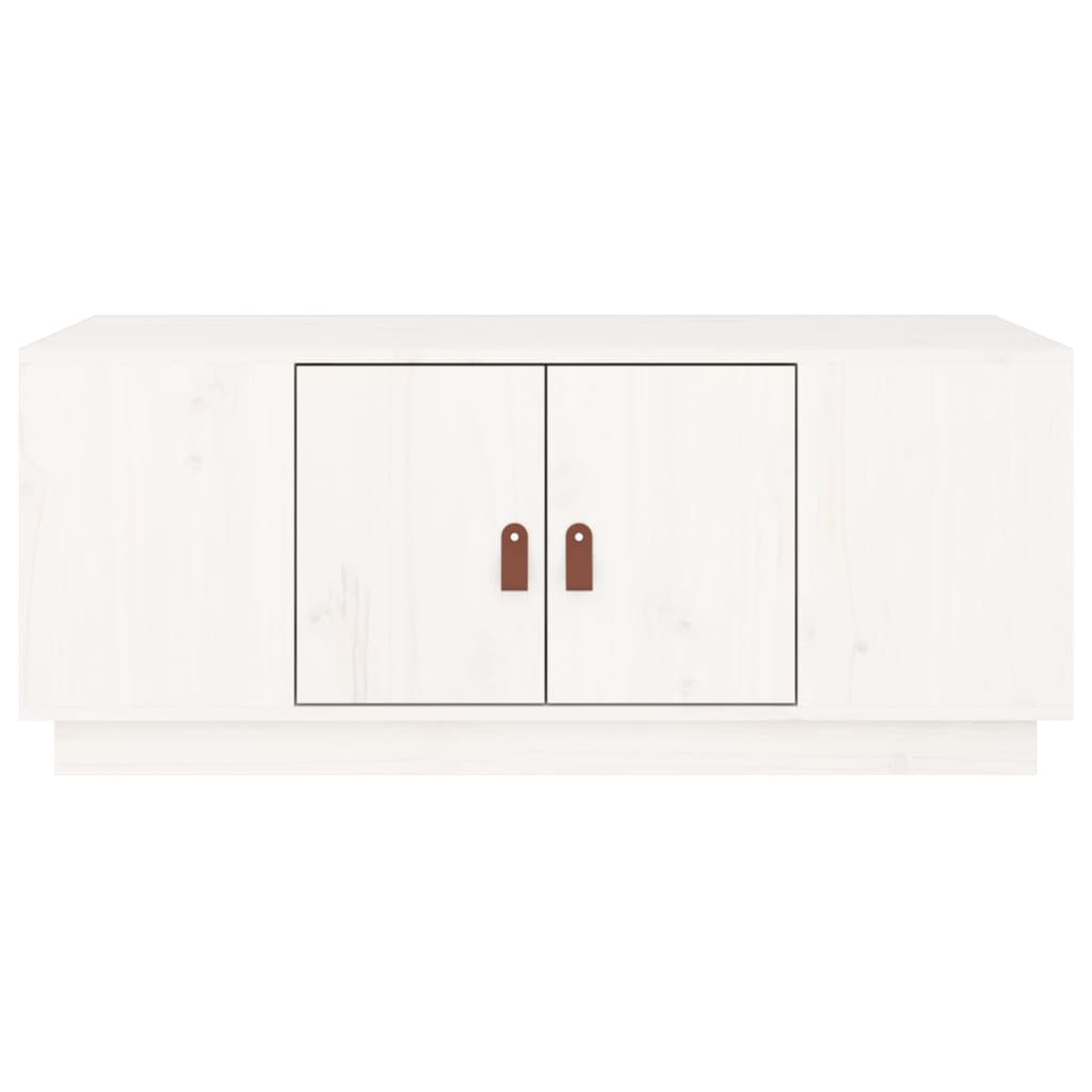 Tavolino da Salotto Bianco 100x50x41 cm Legno Massello di Pino - homemem39