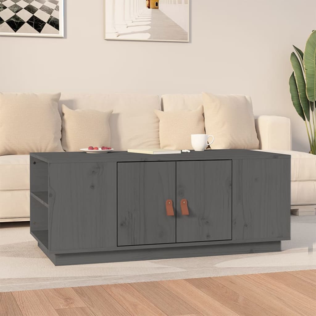 Tavolino da Salotto Grigio 100x50x41 cm Legno Massello di Pino - homemem39