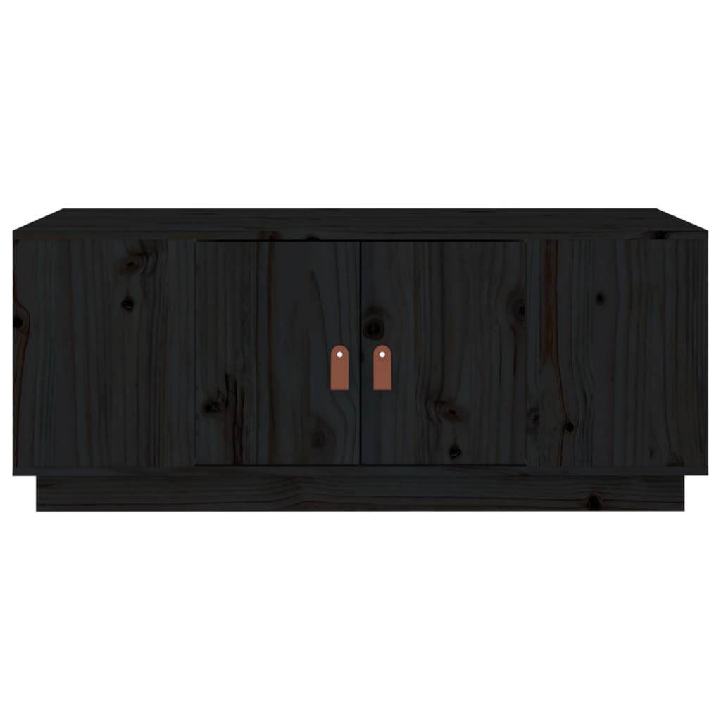 Tavolino da Salotto Nero 100x50x41 cm in Legno Massello di Pino - homemem39