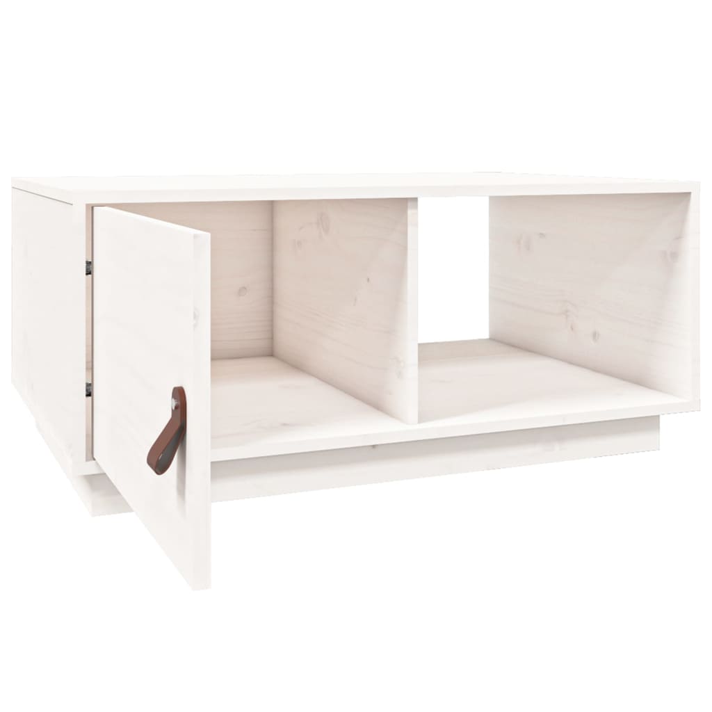 Tavolino da Salotto Bianco 80x50x35,5 cm Legno Massello di Pino - homemem39