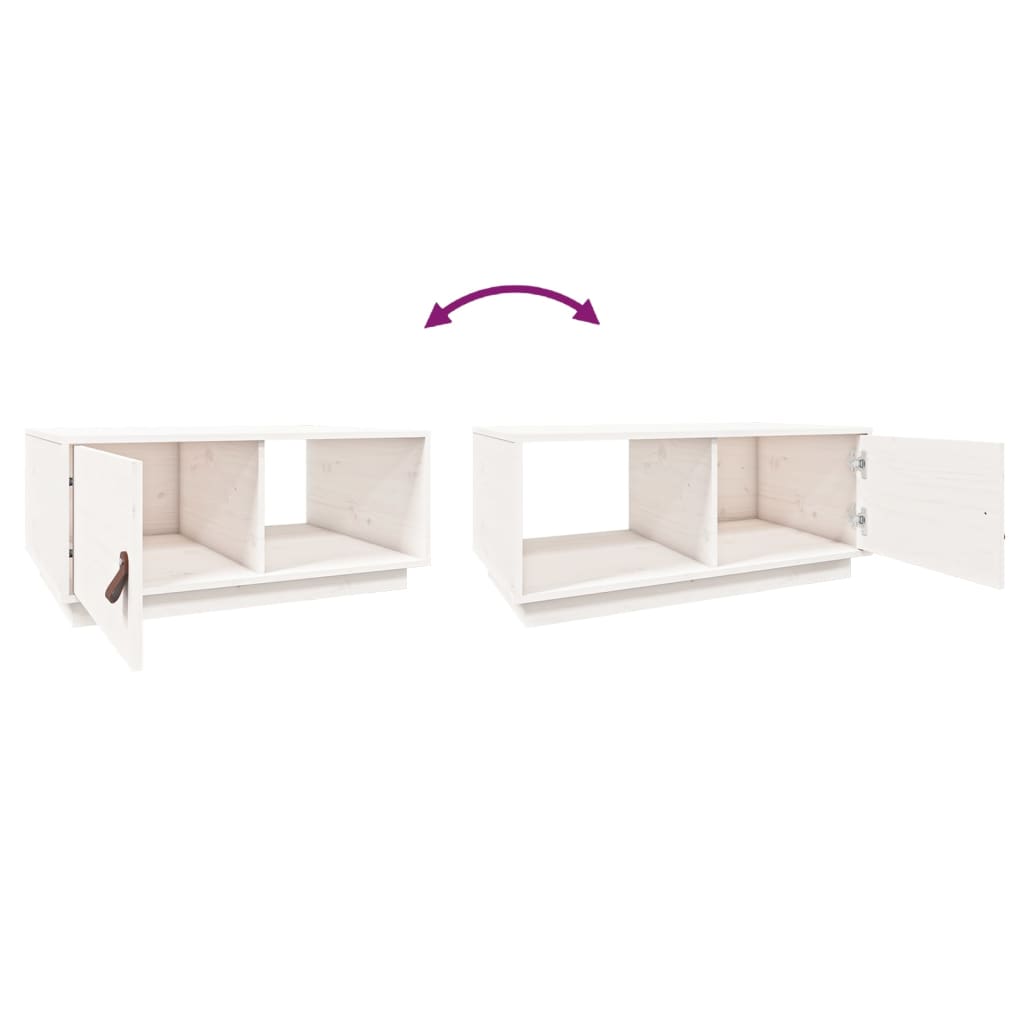 Tavolino da Salotto Bianco 80x50x35,5 cm Legno Massello di Pino - homemem39