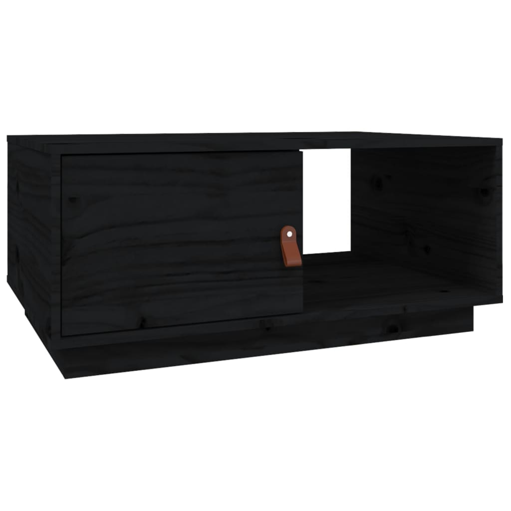 Tavolino da Salotto Nero 80x50x35,5cm in Legno Massello di Pino - homemem39