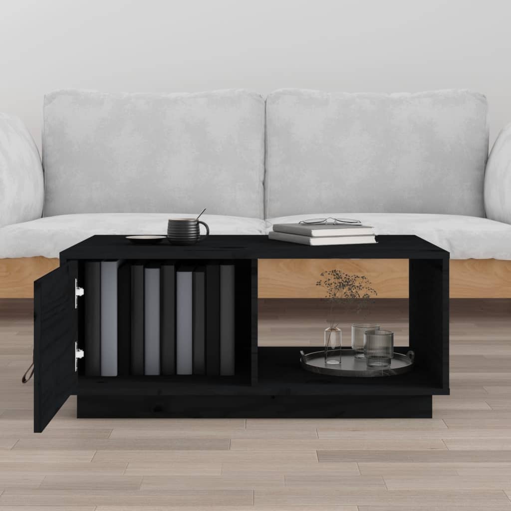 Tavolino da Salotto Nero 80x50x35,5cm in Legno Massello di Pino - homemem39