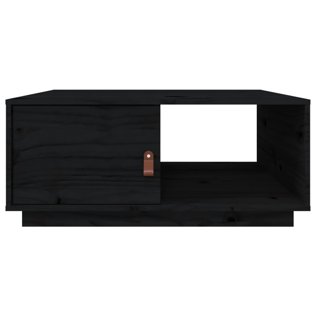 Tavolino da Salotto Nero 80x50x35,5cm in Legno Massello di Pino - homemem39