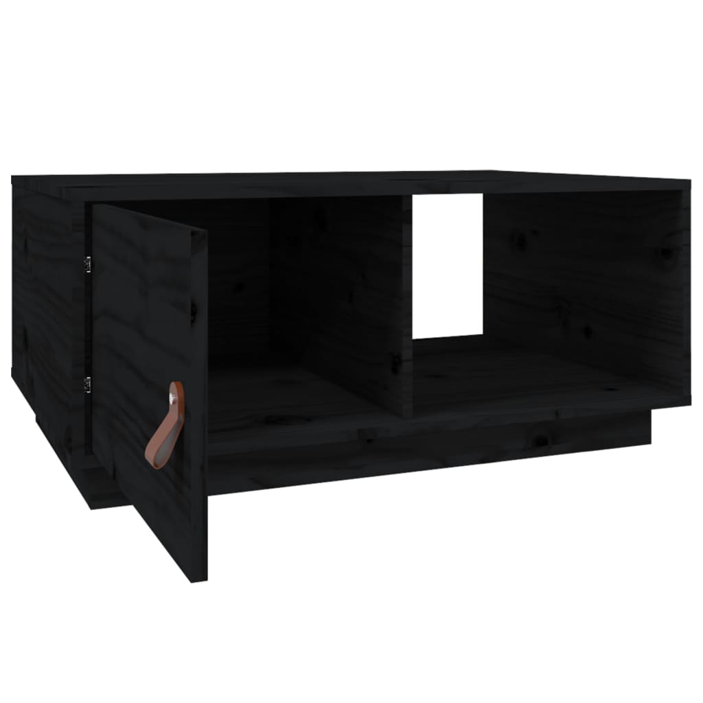 Tavolino da Salotto Nero 80x50x35,5cm in Legno Massello di Pino - homemem39