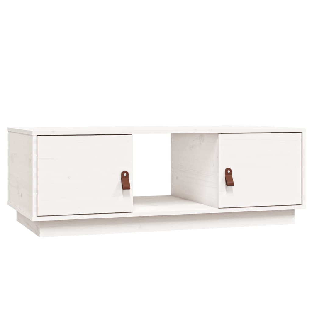 Tavolino da Salotto Bianco 100x50x35 cm Legno Massello di Pino - homemem39