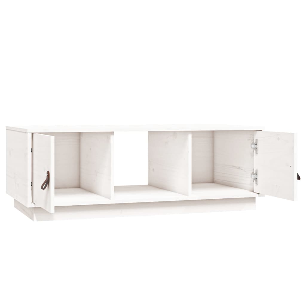 Tavolino da Salotto Bianco 100x50x35 cm Legno Massello di Pino - homemem39