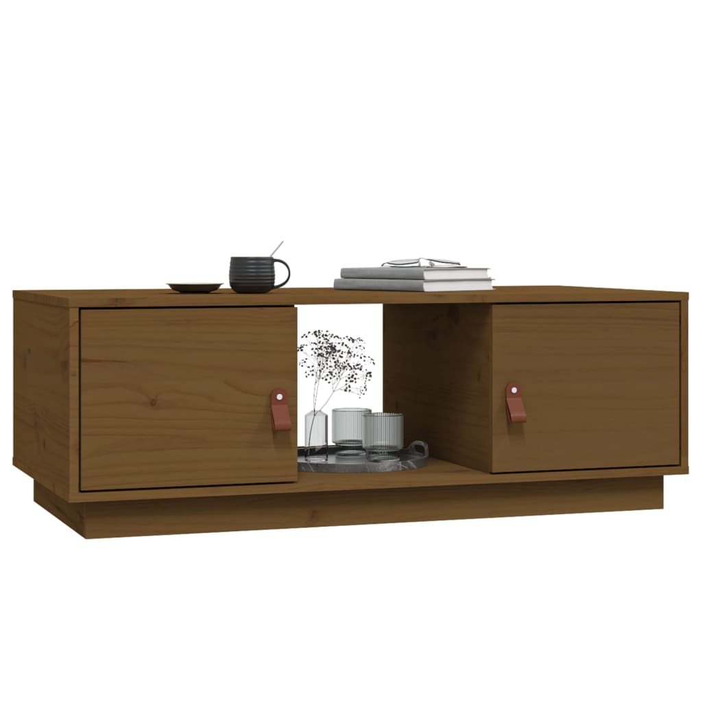 Tavolino da Salotto Miele 100x50x35 cm Legno Massello di Pino - homemem39