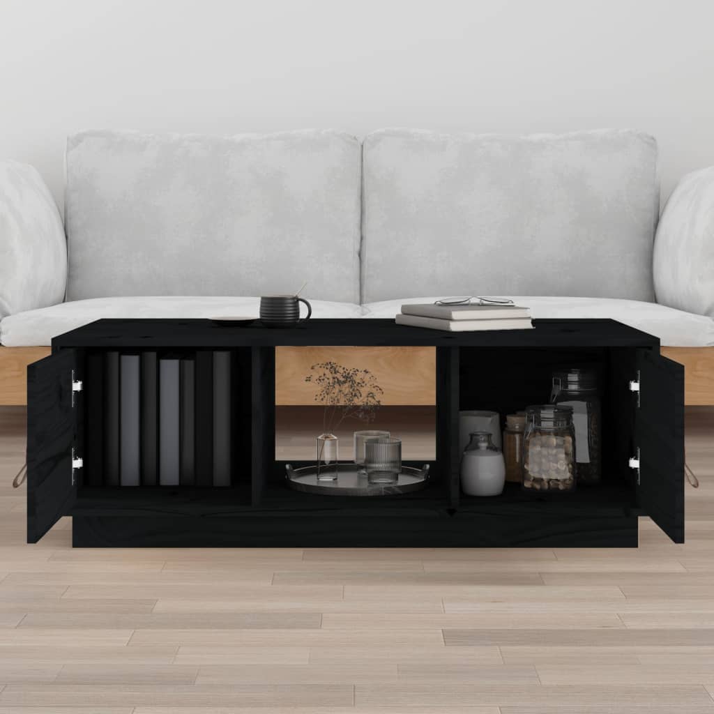 Tavolino da Salotto Nero 100x50x35 cm Legno Massello di Pino - homemem39