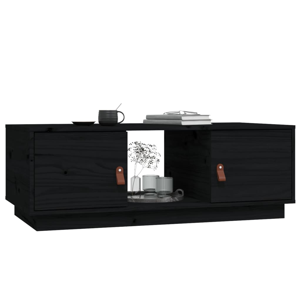 Tavolino da Salotto Nero 100x50x35 cm Legno Massello di Pino - homemem39