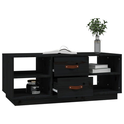 Tavolino da Salotto Nero 100x50x41 cm in Legno Massello di Pino - homemem39