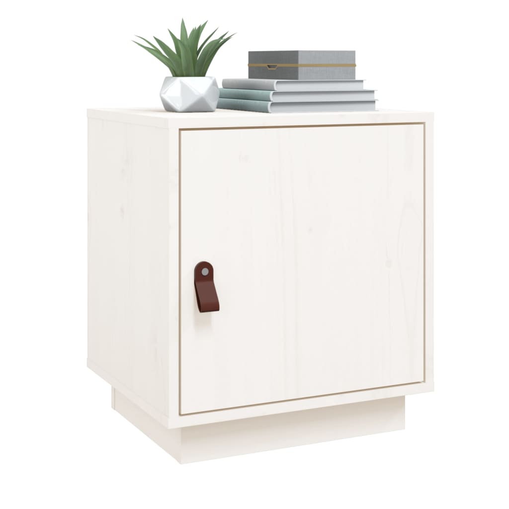 Comodini Bianco 2 pz 40x34x45 cm in Legno Massello di Pino - homemem39