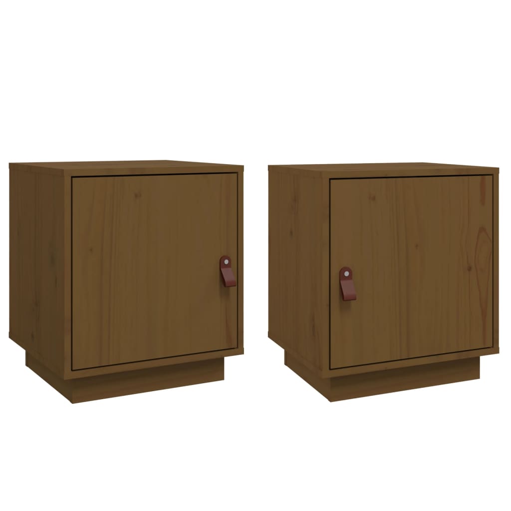 Comodini 2 pz Miele 40x34x45 cm in Legno Massello di Pino - homemem39