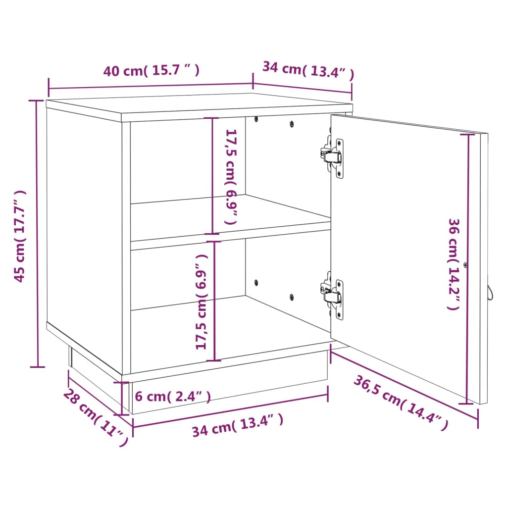 Comodini 2 pz Miele 40x34x45 cm in Legno Massello di Pino - homemem39