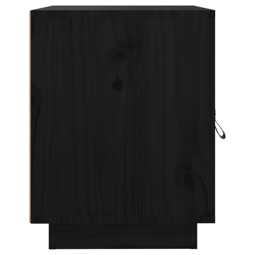 Comodini Nero 2 pz 40x34x45 cm in Legno Massello di Pino - homemem39