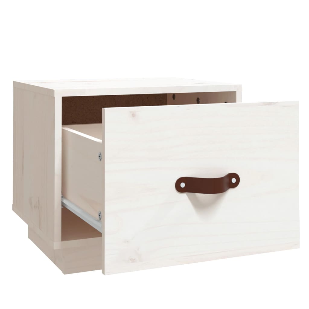 Comodini 2 pz Bianco 40x34x35 cm in Legno Massello di Pino - homemem39